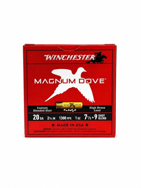 Winchester Magnum Dove Ammunition - 20 Gauge - 2 3/4" - 1 Oz. - 7 1/2 & 9 Lead Shot - 25 Rounds