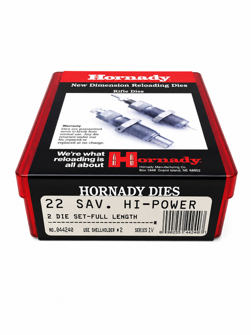 Hornady Full Length Die Set Group A 22 Savage Hi-Power Rifle