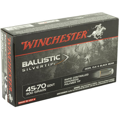Winchester Ballistic Silvertip Ammunition - 45-70 GOVT - 300 Grain Polymer Tip - 200 Rounds - Case