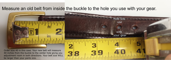Belt shown is size 40