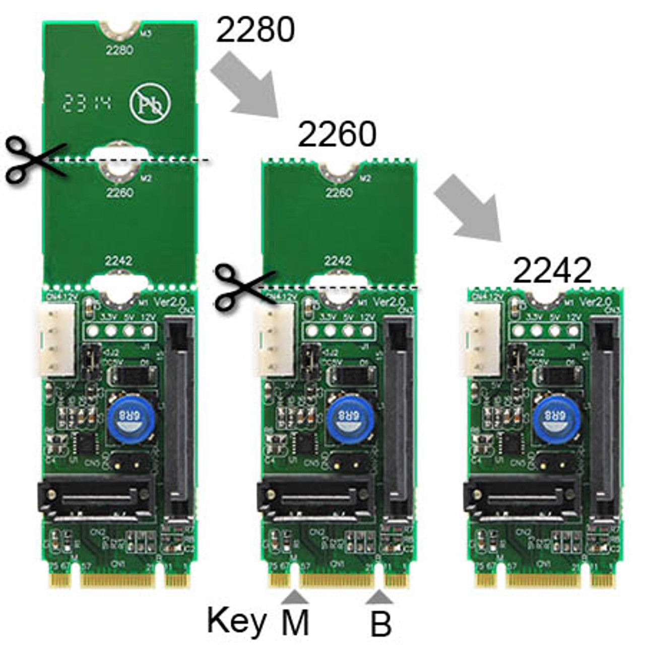 M2S V2.0 (SATA to M.2Socket2B+M2242SATA Adapter with SATA Power) MFACTORS Storage M2S V2.0 (SATA to M.2Socket2B+M2242SATA Adapter with SATA Power) MFACTORS Storage