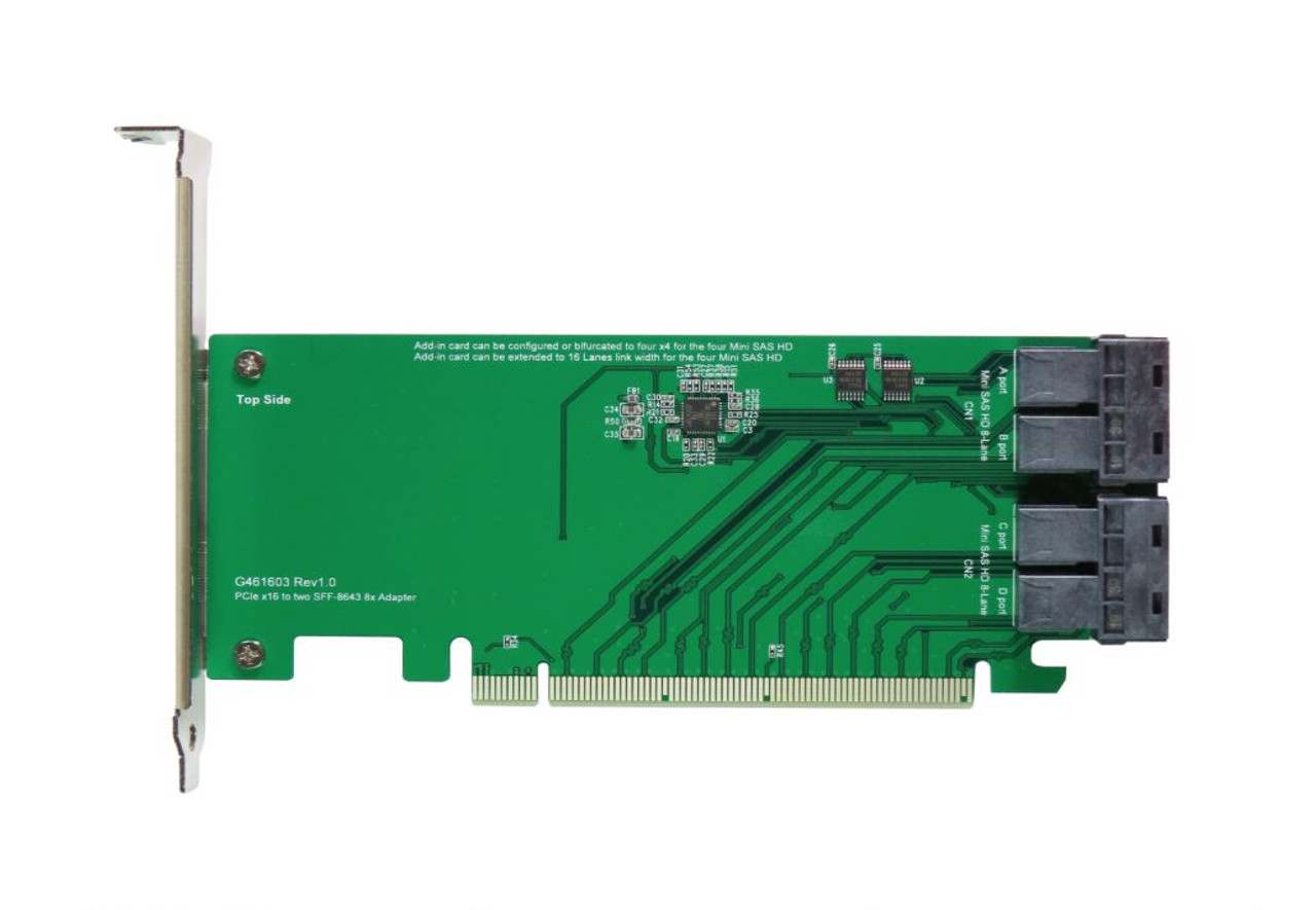 PCIe Gen3 16-lane to Mini SAS HD(SFF-8643) quad-port Adapter - M