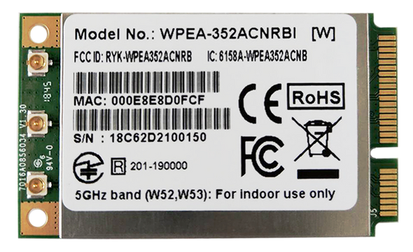 WPEA-352ACNRBI 802.11ac/a/b/g/n Industrial Grade Mini PCIe Module, Qualcomm QCA9890-BR4B, 3T3R