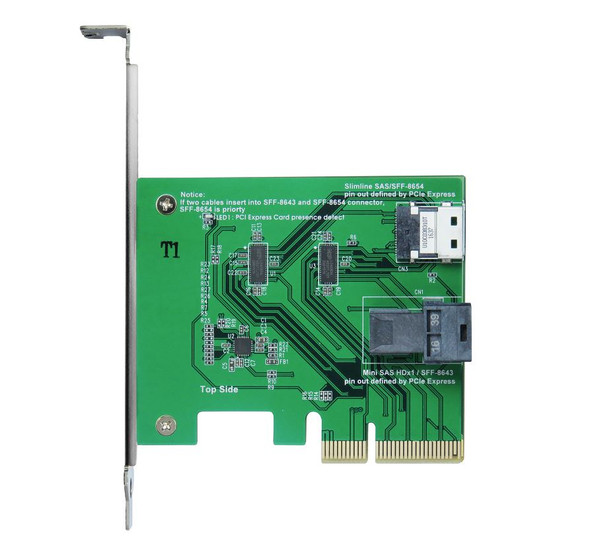 PCIe Gen 3, 4 Lanes to mini SAS HD & Slimeline SAS adapter