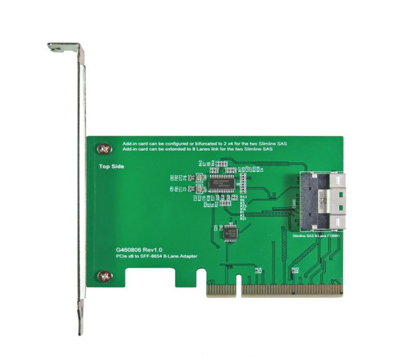 PCIe Gen3 8-lane to Slimline SAS (SFF-8654) 8i Add-in Card(AIC)