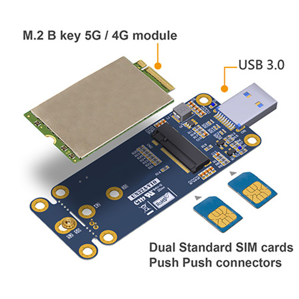UN32A M.2 B Key 5G / 4G / LTE Card to USB 3.0 Adapter