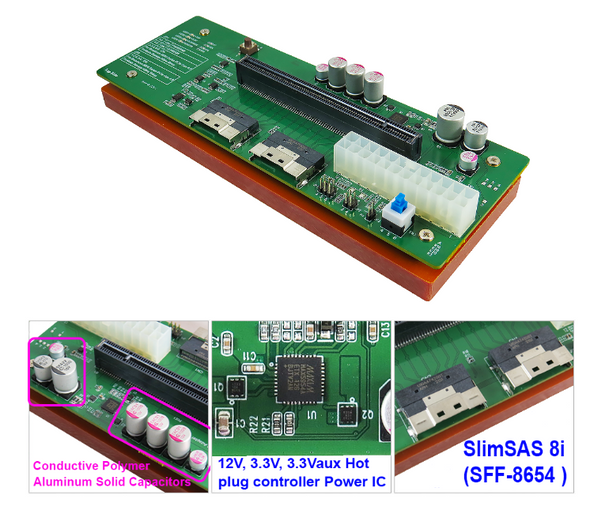 GD9601A (SLIMSAS 8I DUAL-PORT TO PCIE X16 GEN4 SLOT ADAPTER)
