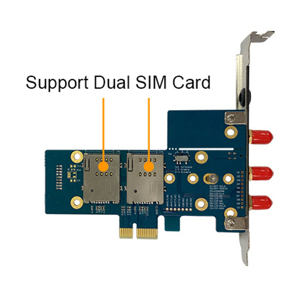 PN12A M.2 B Key to PCIe x1 and USB3.0 Dual SIM Adapter