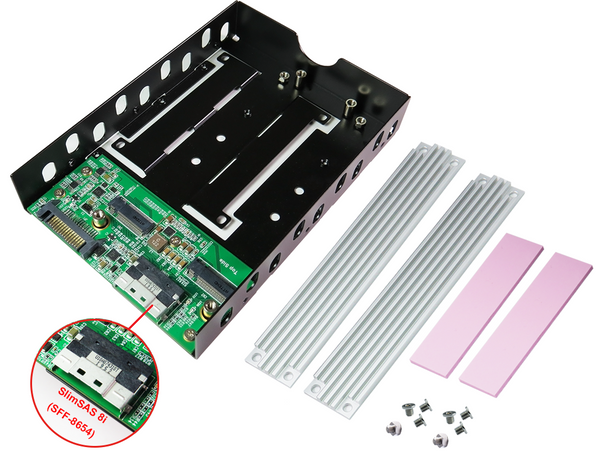 GD9801G (3.5" SLIMSAS 8I (SFF-8654) TO M.2 NVME SSD X2 ADAPTER)