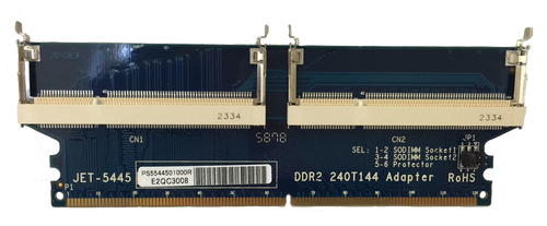 JET-5445A DDR2 DIMM to Dual 144pin SODIMM (32bit) adapter - M-FACTORS  Storage