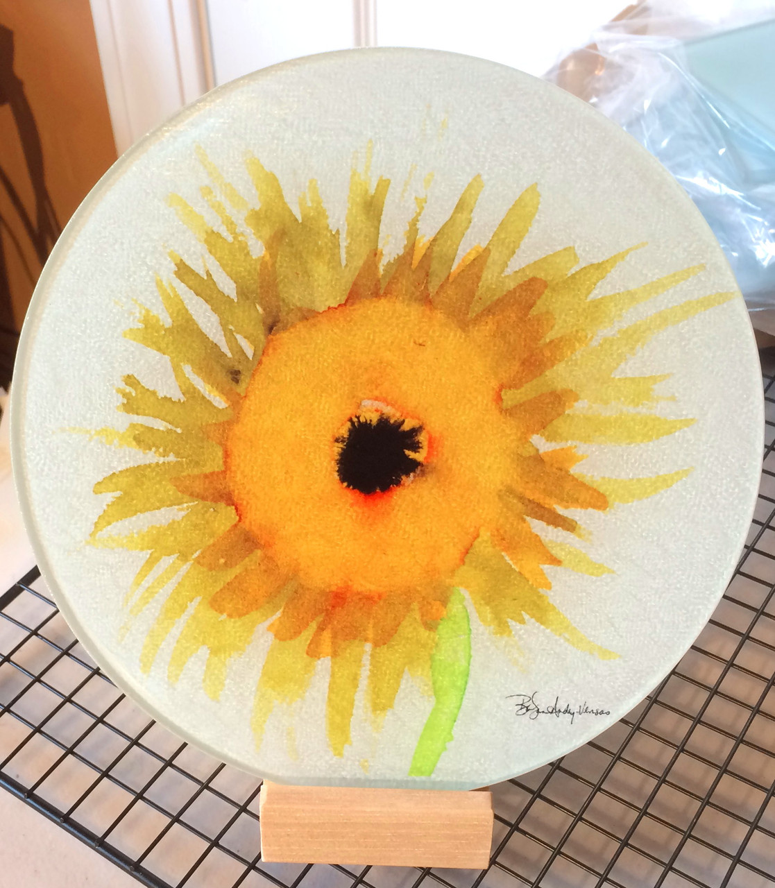 Round Glass Cutting Board - Sunflower - 8 inch - Ansley Art & Images
