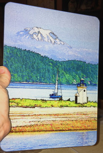 Gig Harbor Light - Glass Cutting Board - 7.75 in x 10.75 in