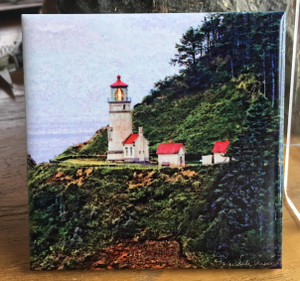 Ceramic Tile - Heceta Head Light on the Oregon Coast 4.25 in x 4.25 in