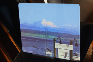 Coupeville, WA Glass Cutting Board Large - 12 in x 15 in