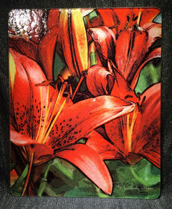 Red Asian Lily - Glass Cutting Board Large - 12 in x 15 in
