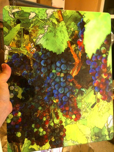 Grape Vine Glass Cutting Board - 7.75 in x 10.75 in