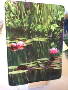 Pondscape Glass Cutting Board -  7.75in  x 10.75in