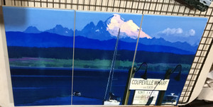 Coupeville sign with Mount Baker Tile Mural SATIN FINISH - 3 - 6 x 8 in Tiles (8 in x 18 in)