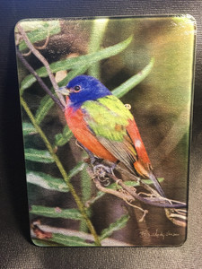 Painted Bunting Glass Cutting Board 7.75in  x 10.75in