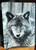 Wolf - Black & White - Glass Cutting Board -  7.75in x 10.75in