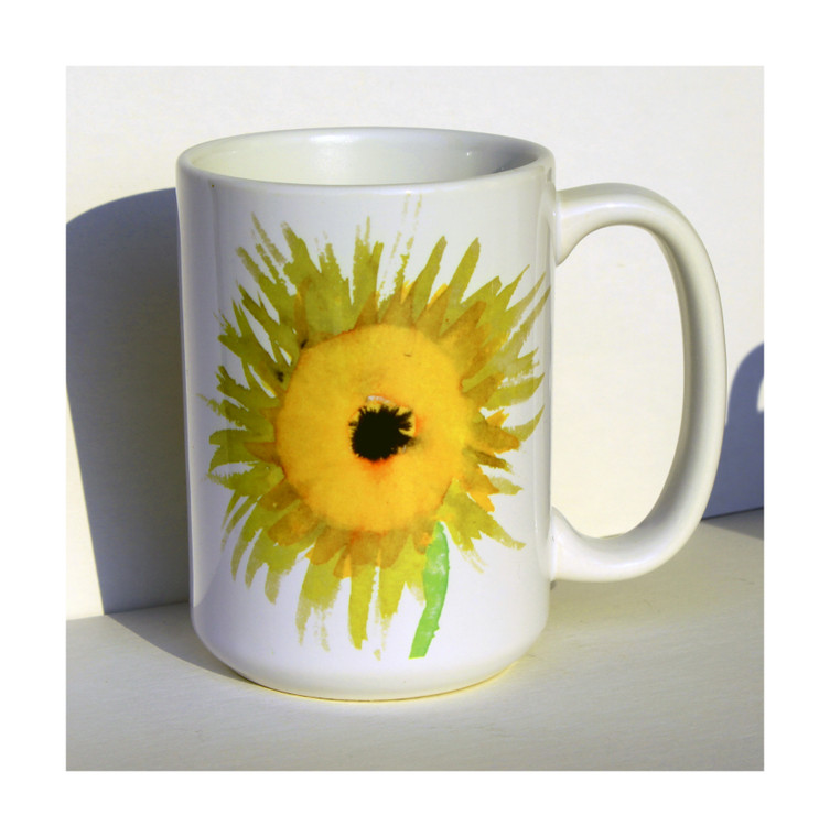 Sunflower Art Large Coffee Mug  15 Oz