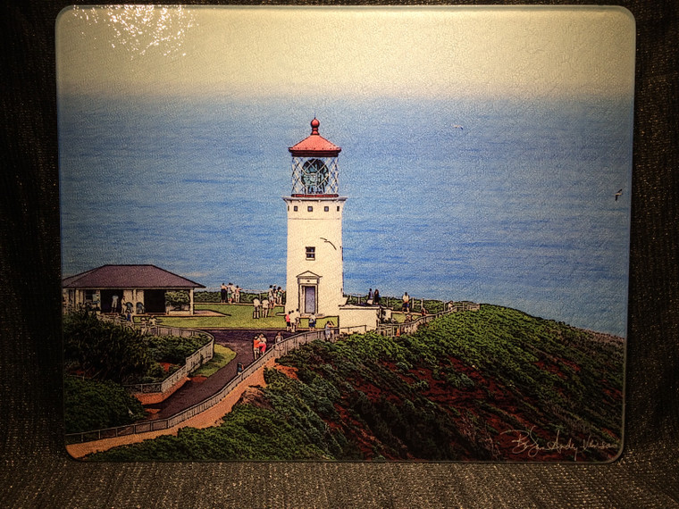 Kilauea Lighthouse - Glass Cutting Board Large - 12 in x 15 in
