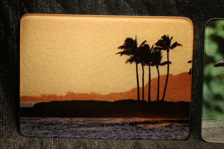 Hawaiian Sunset Glass Cutting Board 7.75in x 10.75in