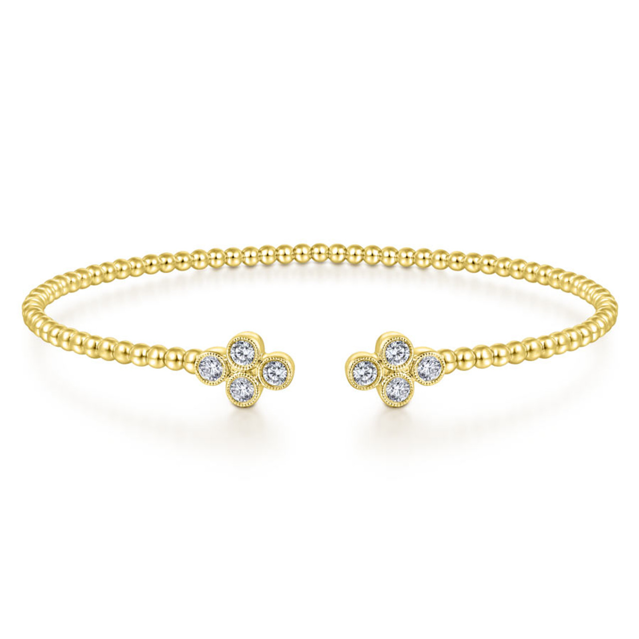 3 Diamond Cuff Bracelet Yellow Gold