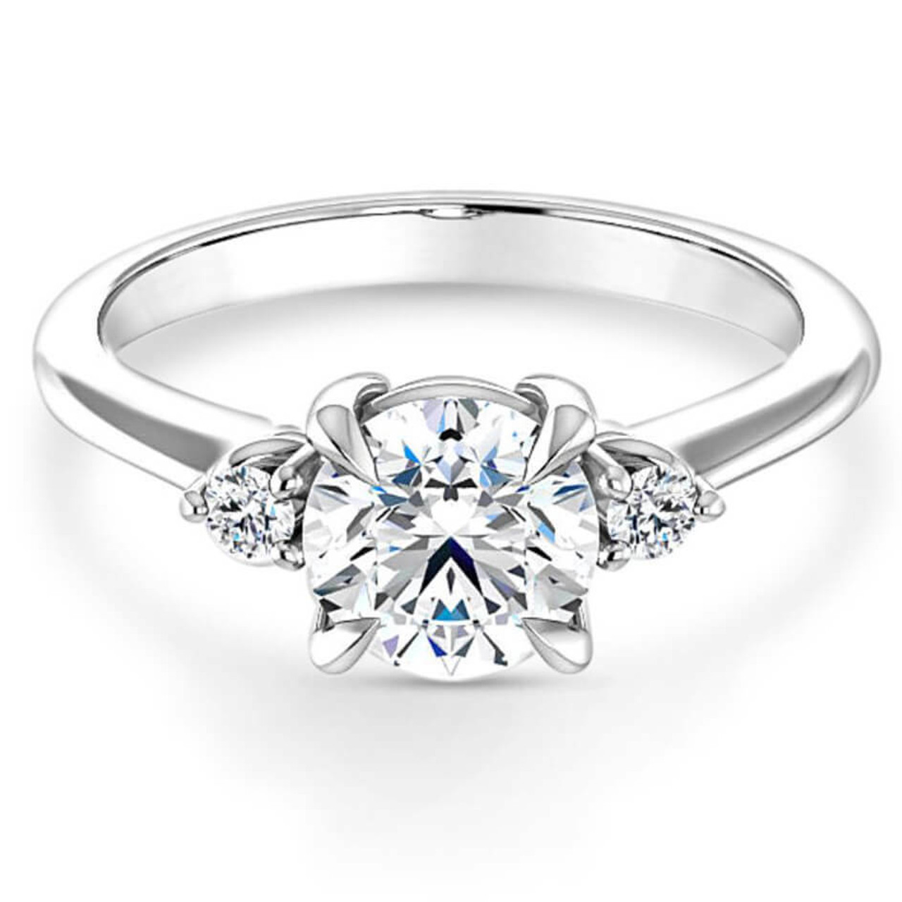 Round Brilliant Petite Micropavé Diamond Engagement Ring Setting (0.33ctw)  in 18k White Gold