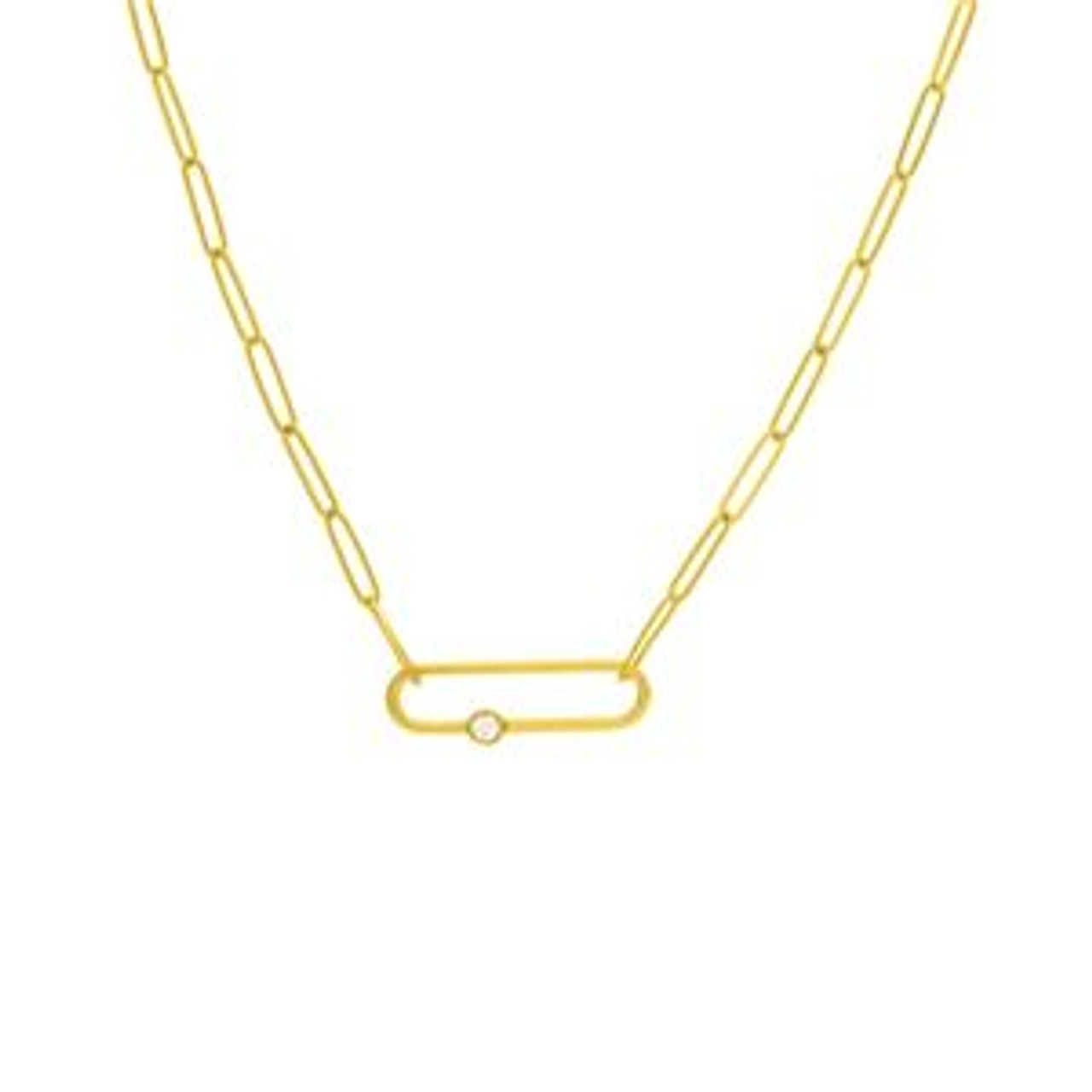 DePrisco Diamond Jewelers » 18K Yellow Gold & Sterling Paper Clip Necklace  (36