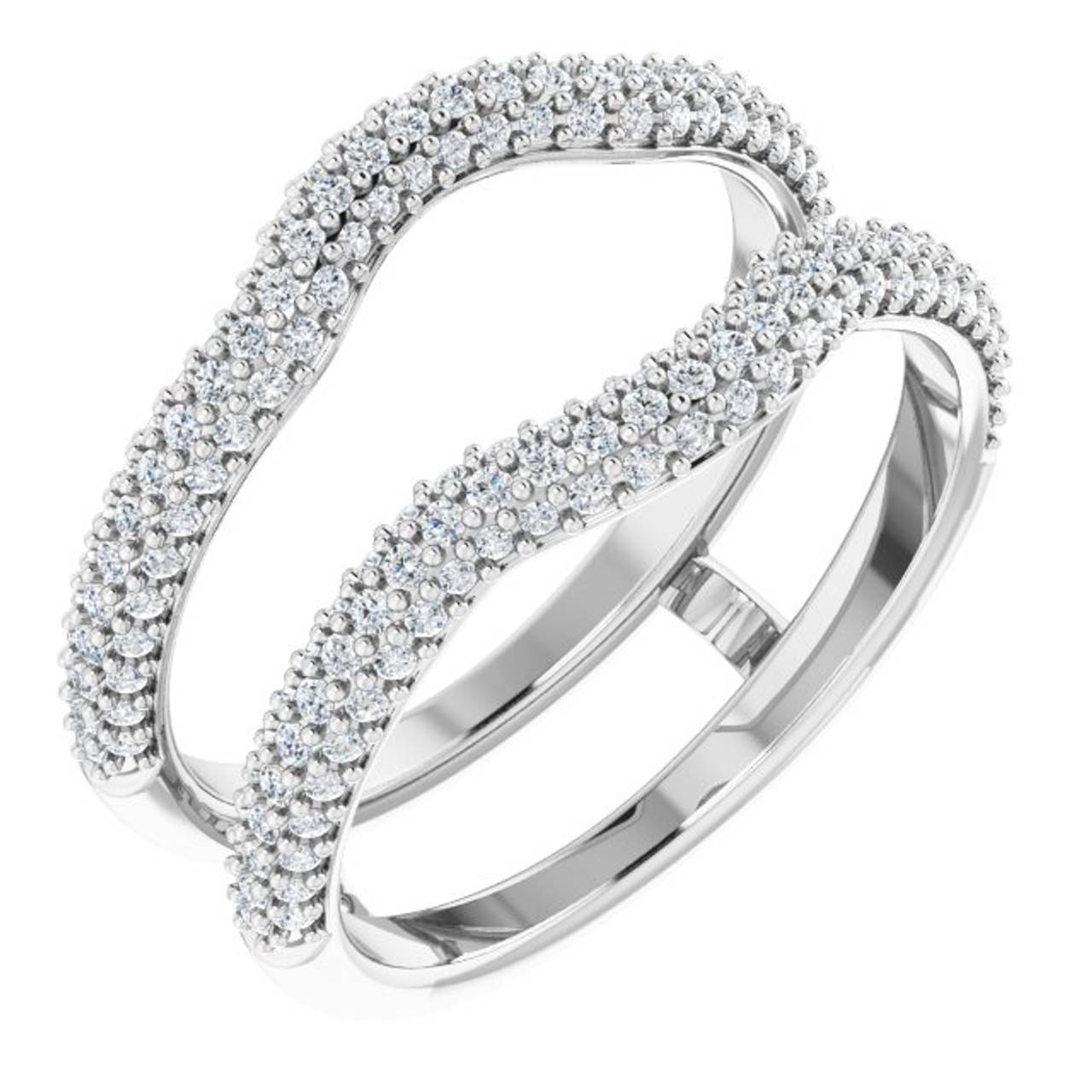 Curved White Gold Diamond Ring Guard Enhancer