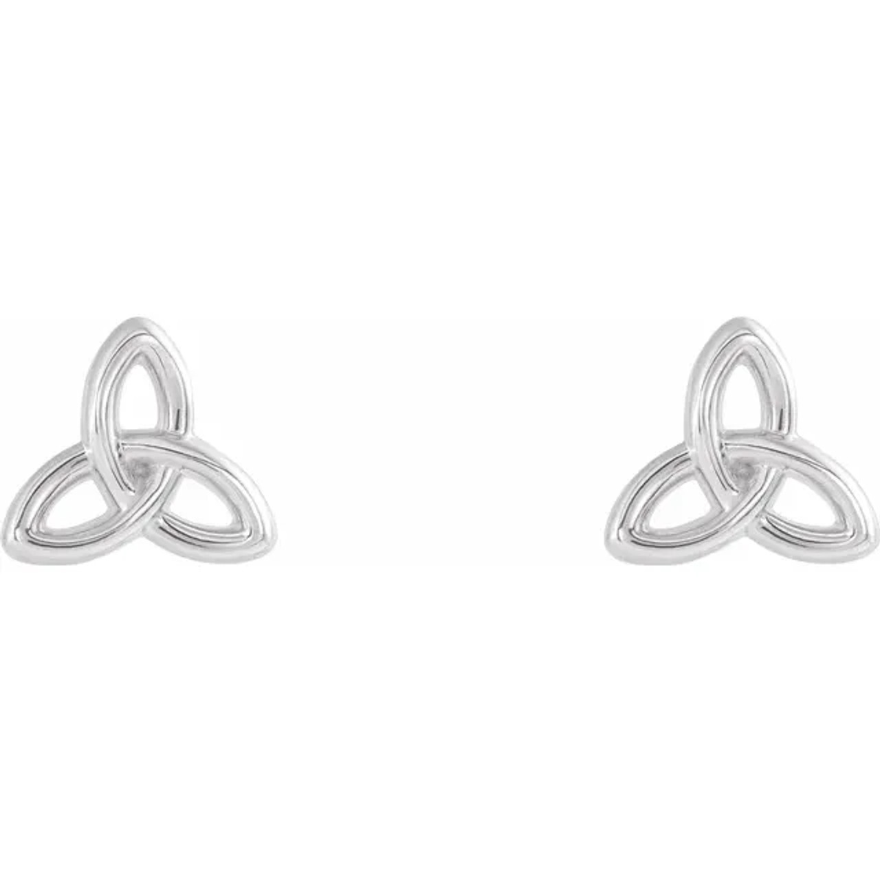 14K Gold Diamond Set Trinity Knot Stud Earrings