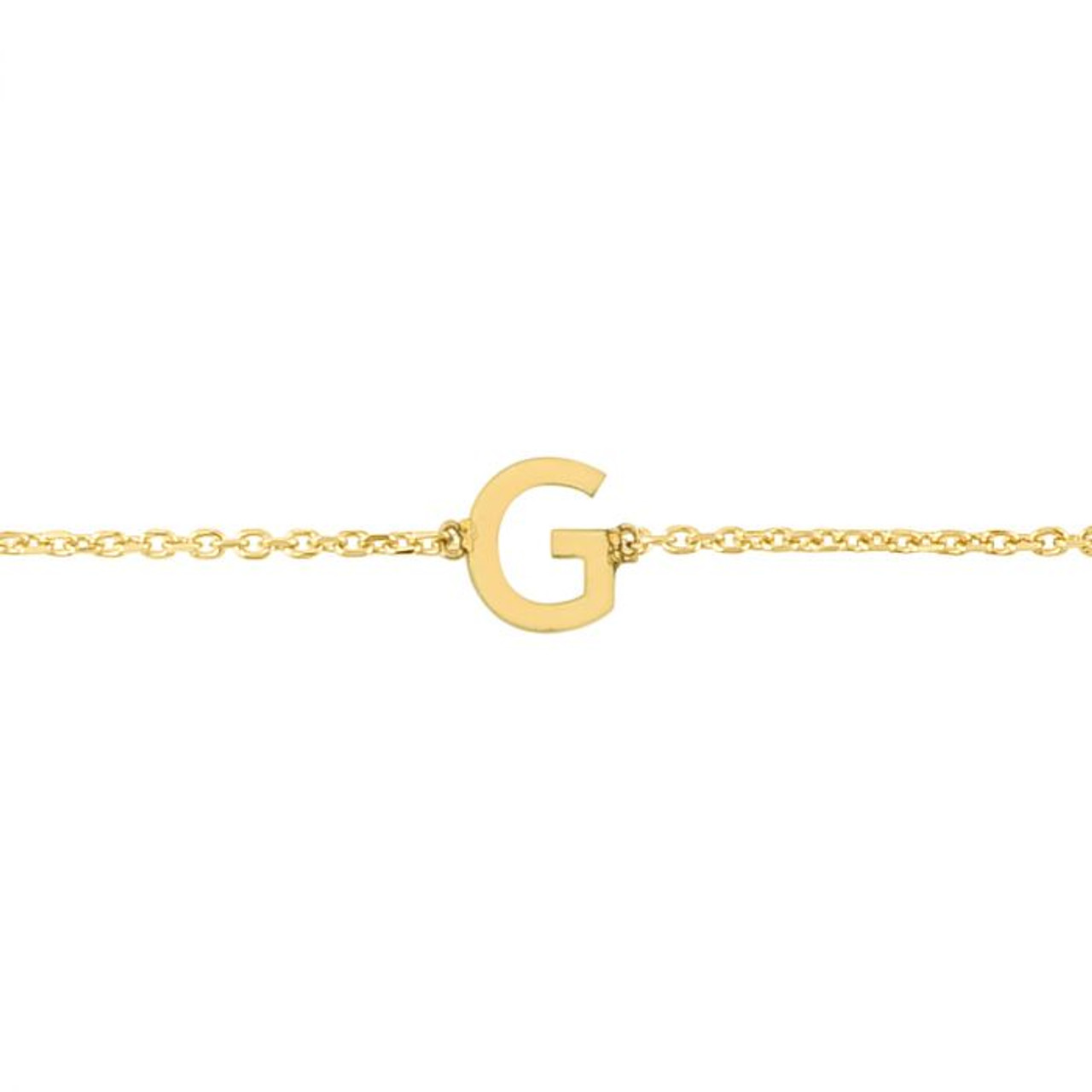 The Initial Bracelet with Diamonds - 14K Yellow Gold