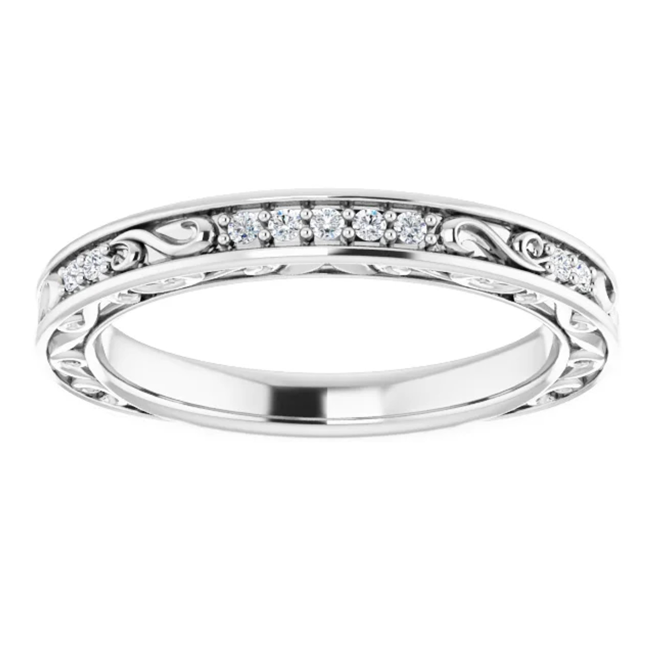 Sterling Silver and Cz Victorian Style Wedding Ring Band, Sizes 5 to 10 -  Walmart.com