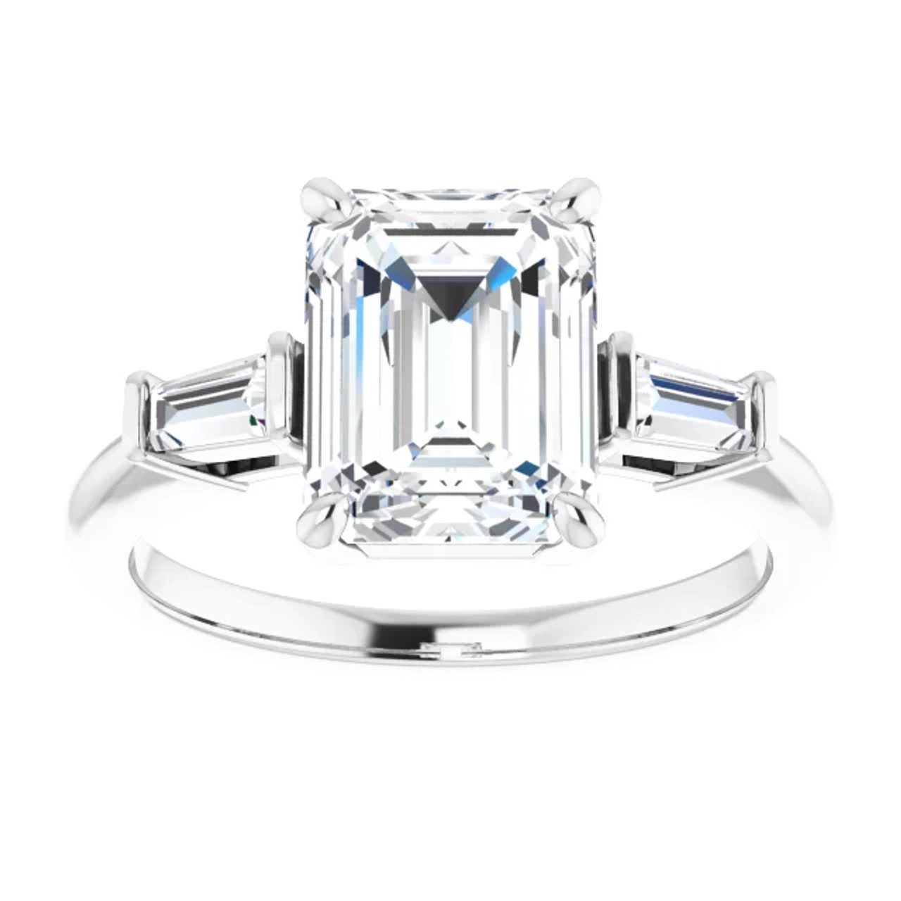 Emma 3 Stone Tapered Moissanite Engagement Ring W/ Pears 