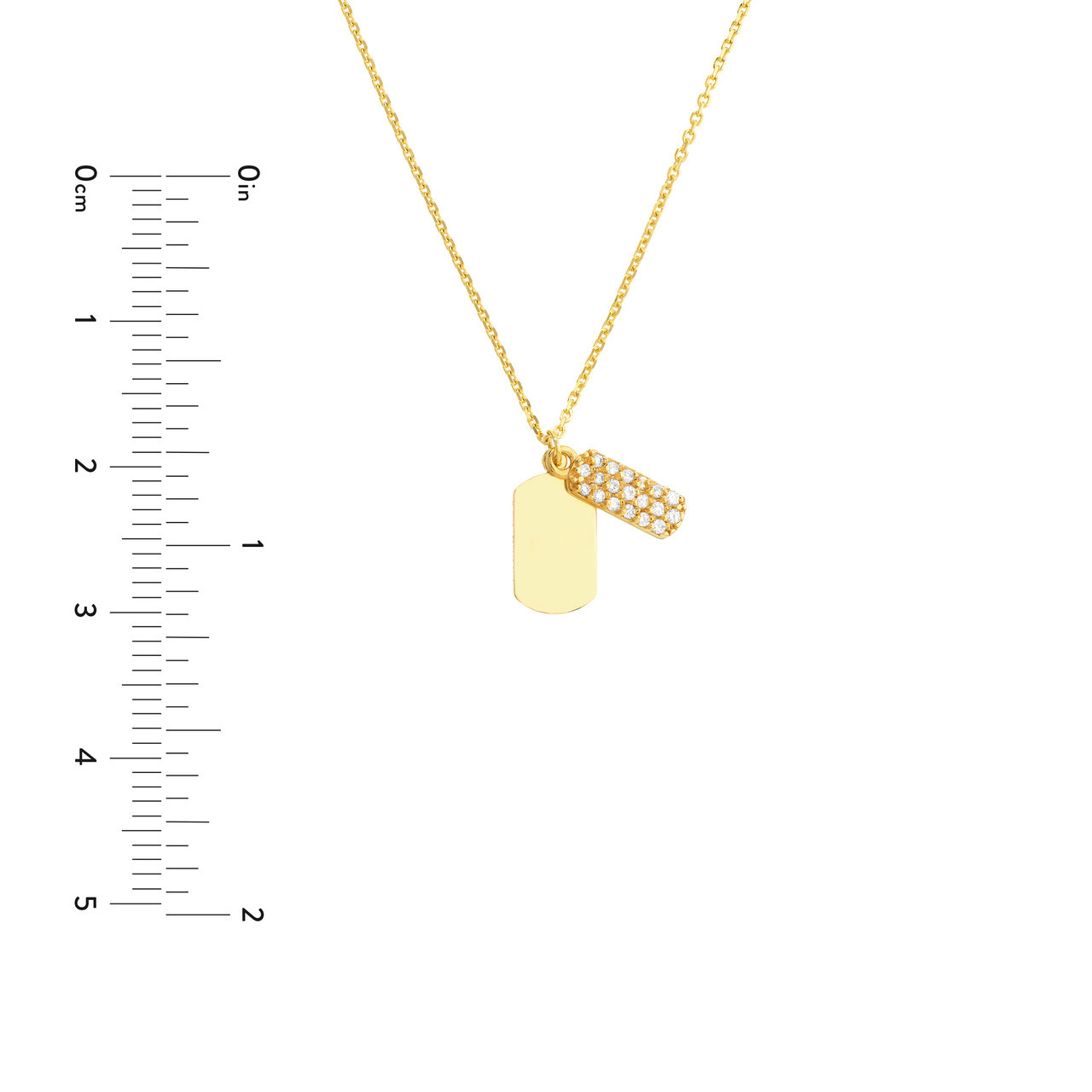14K Yellow Gold Mini Double Diamond Dog Tag Necklace Gage Diamonds