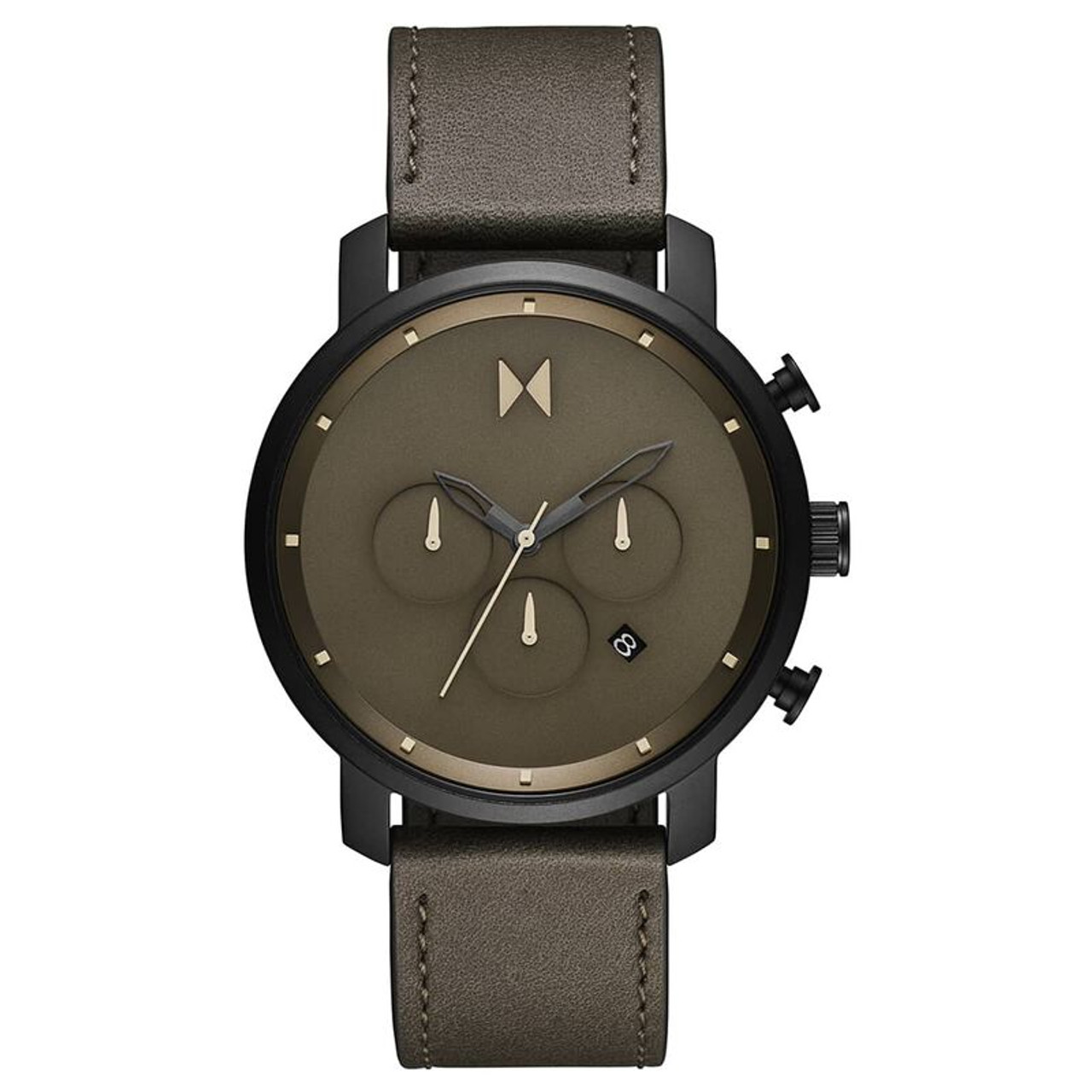 Mvmt Men's Chronograph Green Leather Strap Watch 45mm - Green