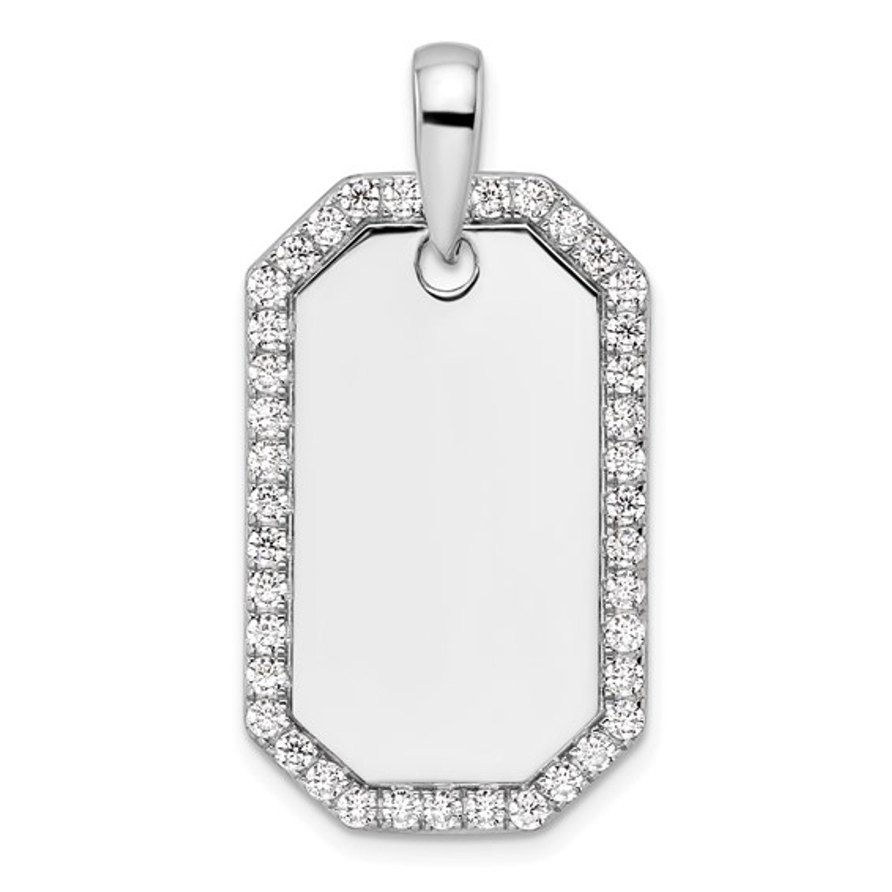 Diamond Dog Tag Necklace / 14k Gold or Silver Diamond Dog Tag 