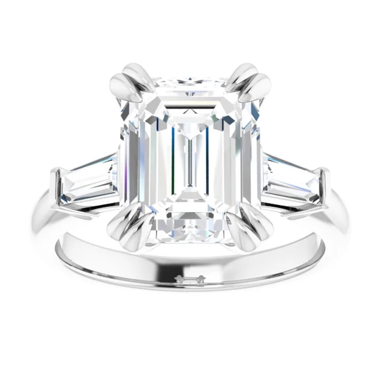 Emma 3 Stone Tapered Moissanite Engagement Ring W/ Pears 