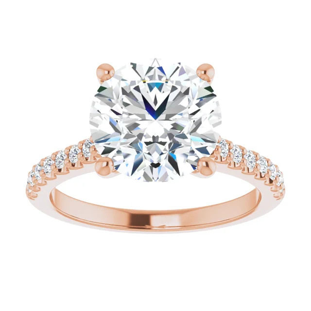 10K Rose Gold Round Moissanite Straight Engagement Ring Gage