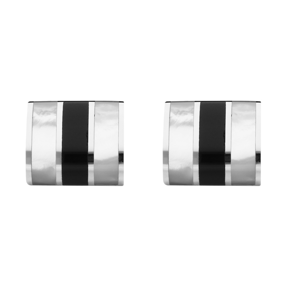 Stainless Steel Black MotherofPearl & Onyx Cufflinks Gage Diamonds