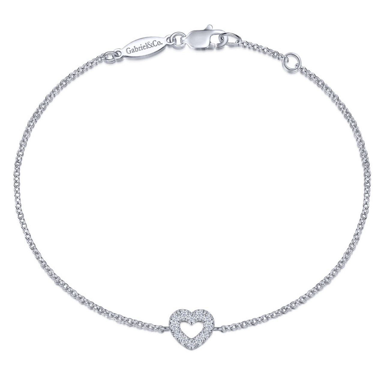 14K Gold Diamond Heart Charm Bracelet (1/10 TCW) | Gage Diamonds