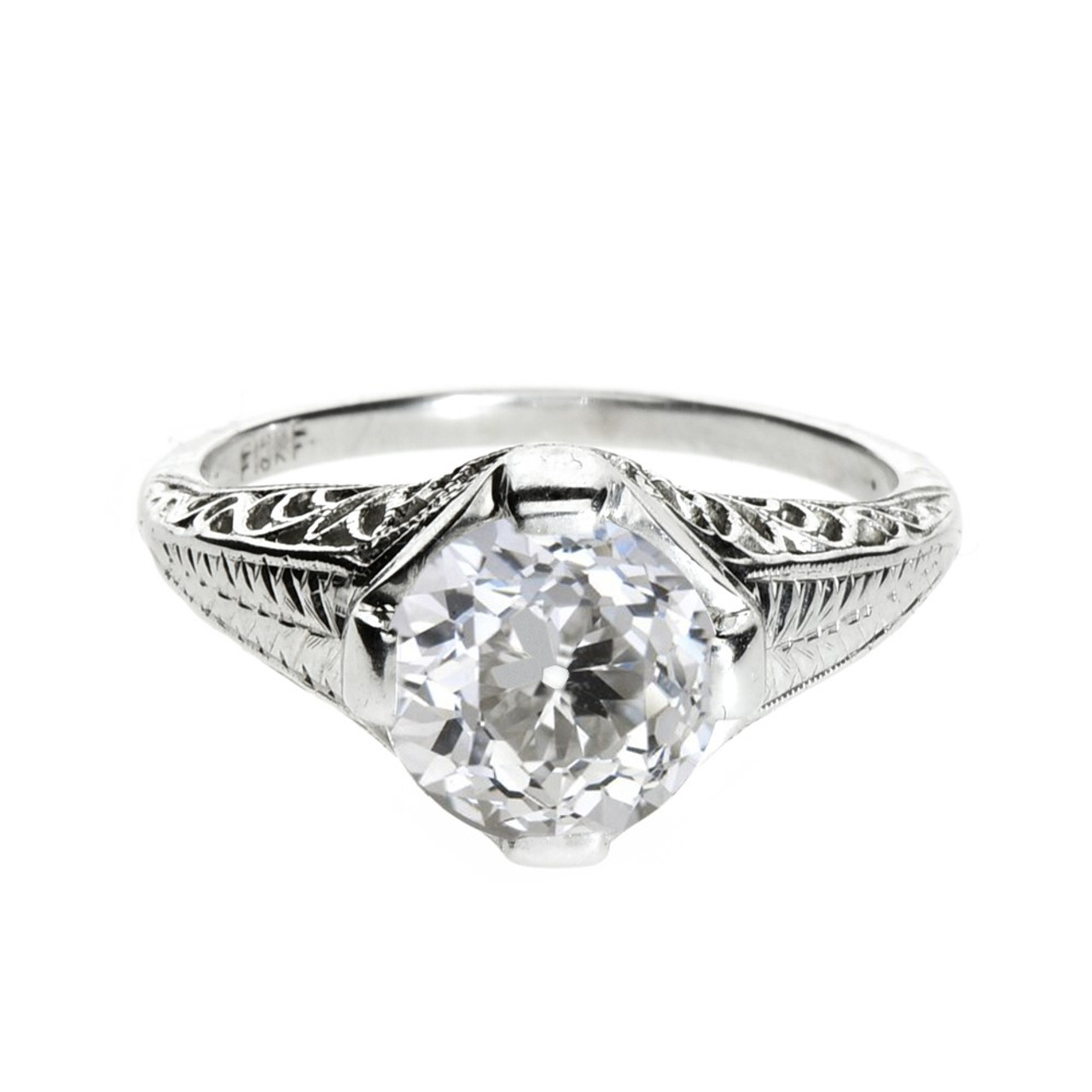 Art Deco .51 CTW Old European Cut Halo Engagement Ring — The Idol's Eye