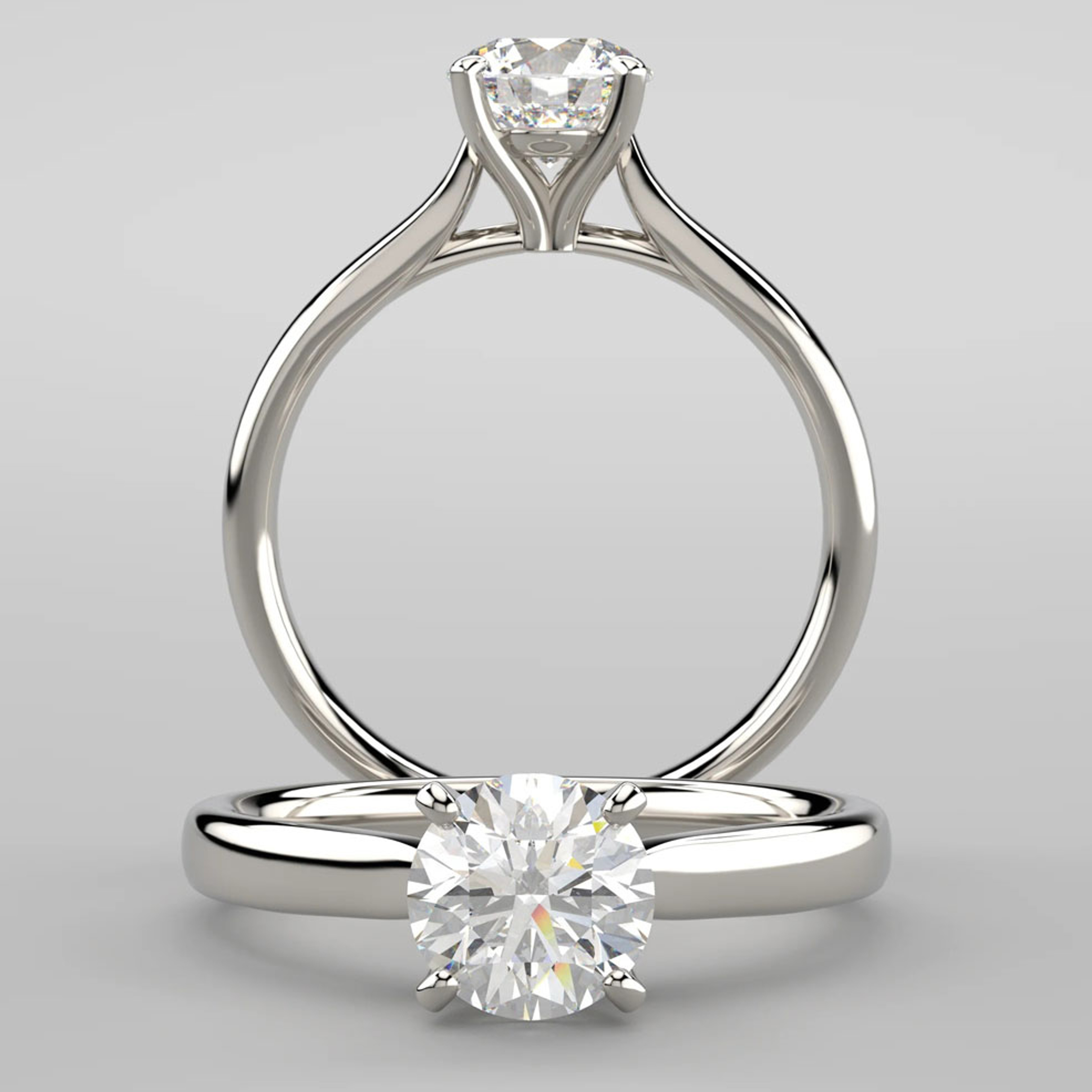 cathedral-style solitaire engagement ring