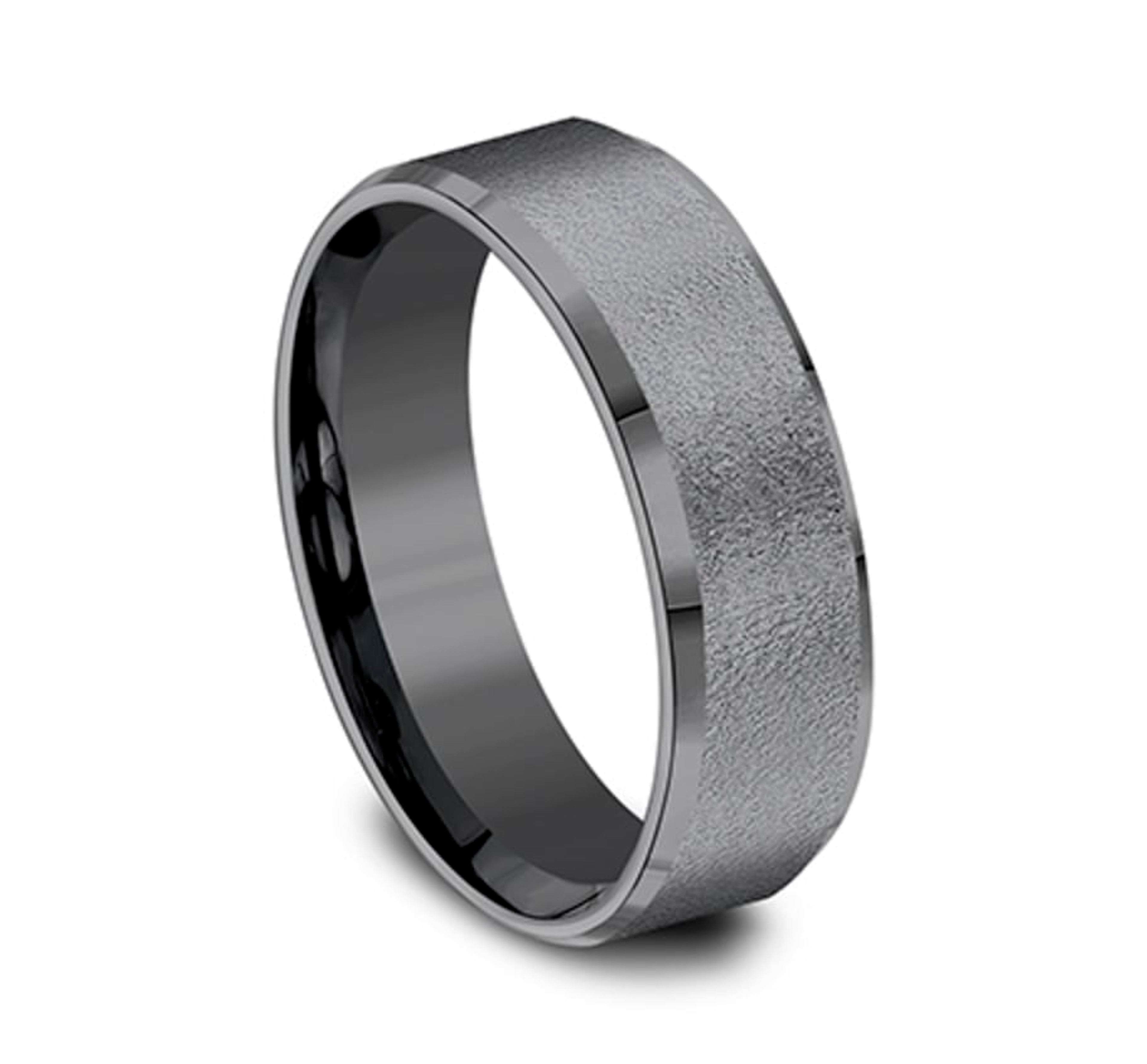 grey tantalum wedding ring with wire brush finish