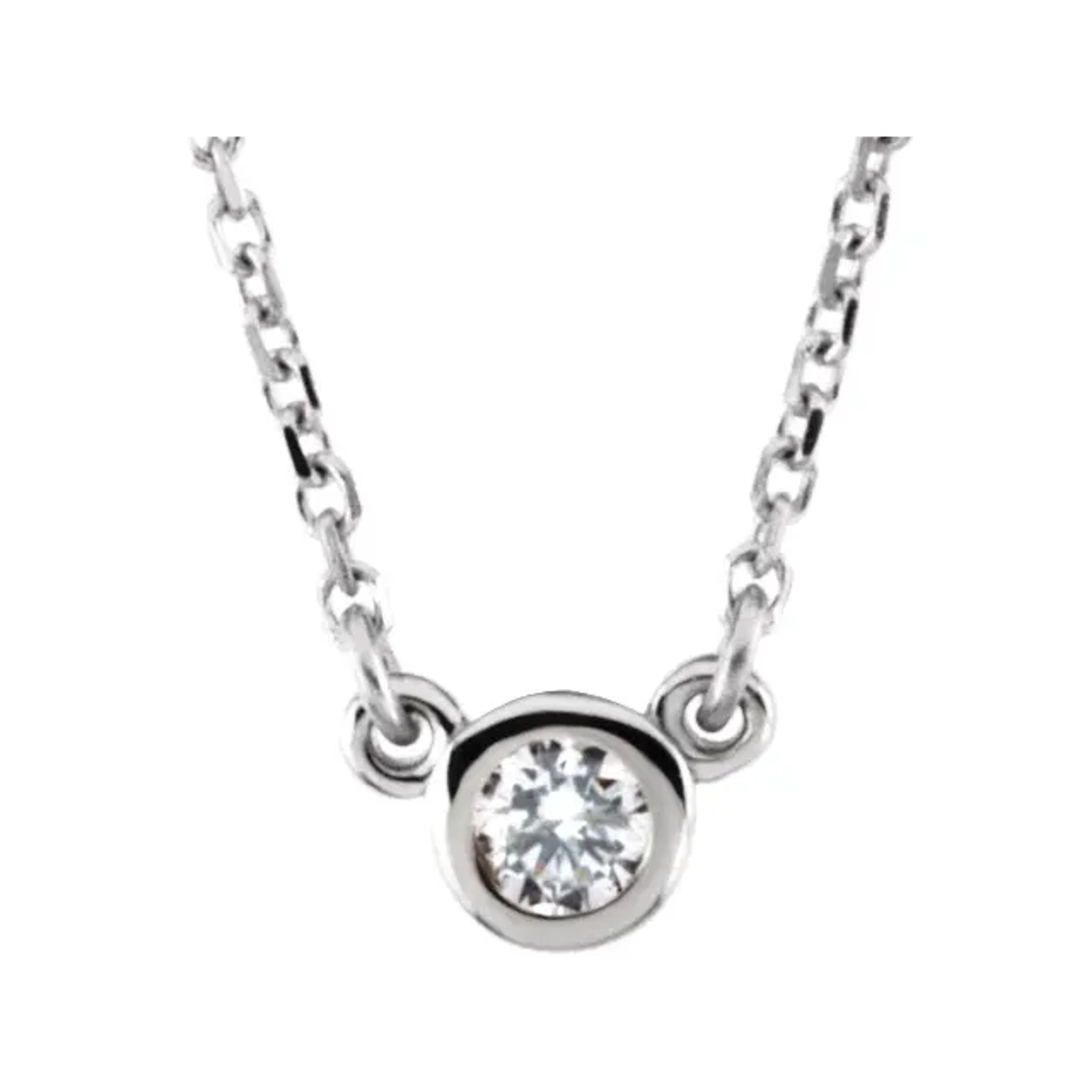 14K gold bezel set solitaire lab grown diamond pendant necklace