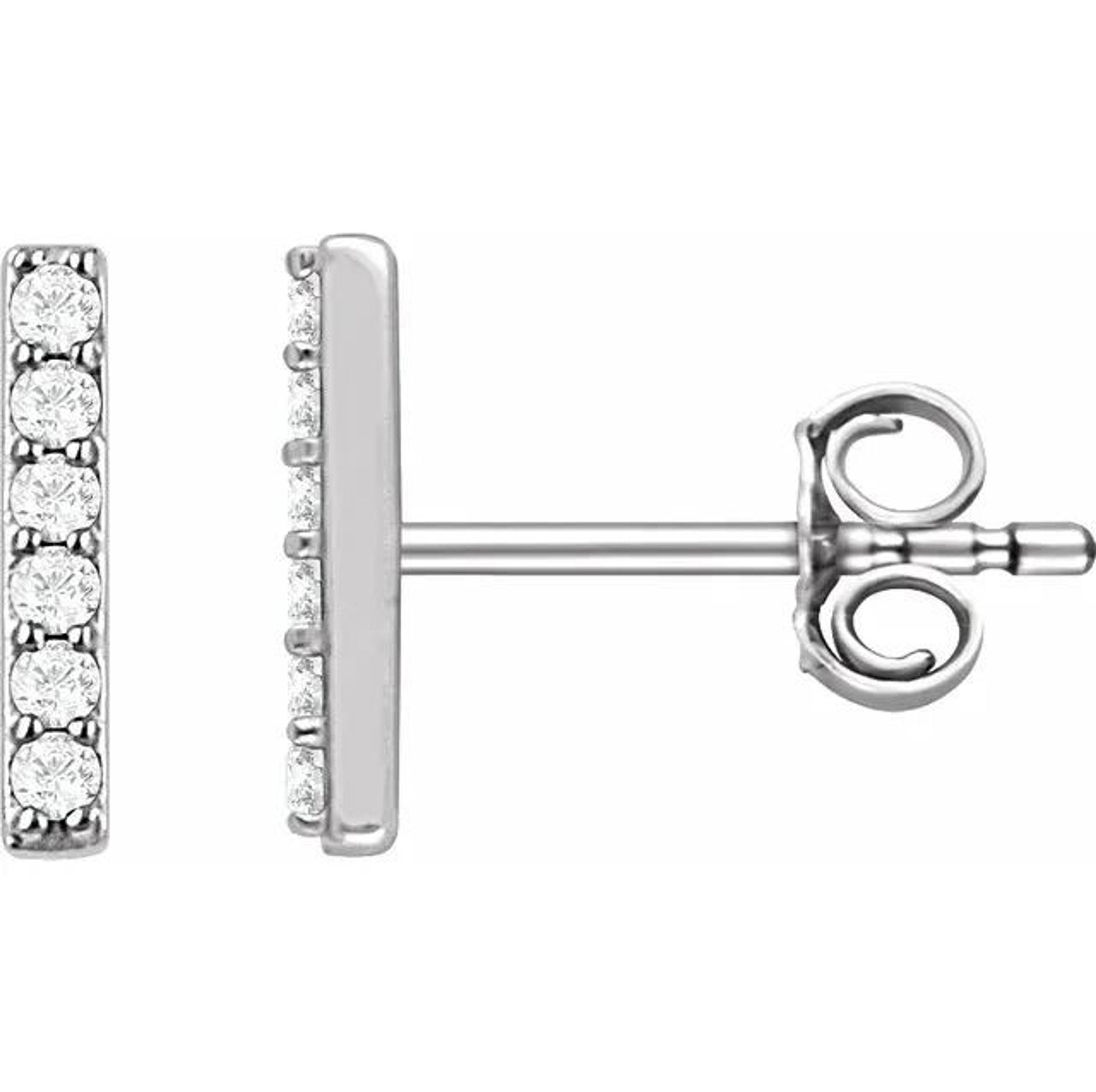 14K gold lab-grown diamond bar stud earrings