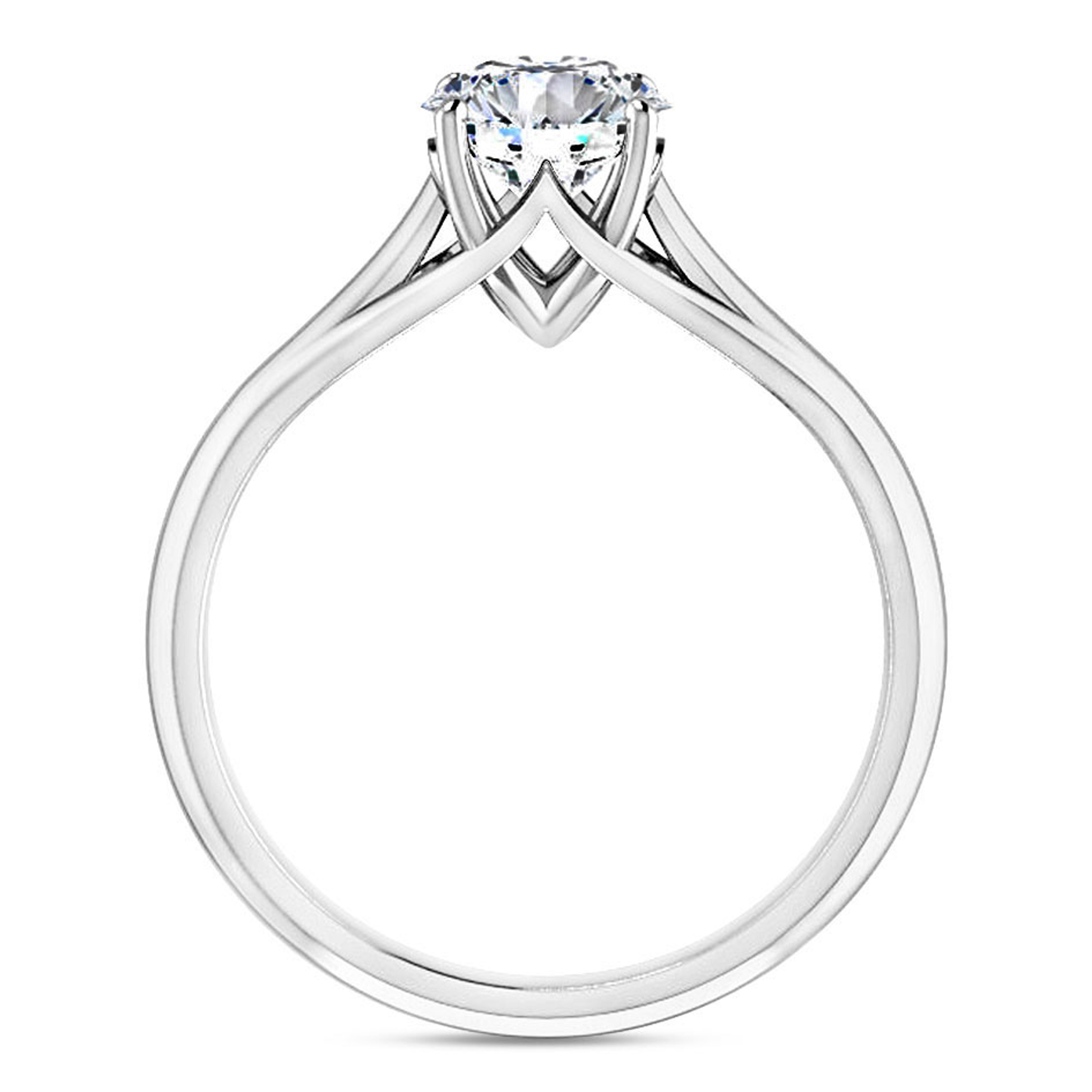 solitaire cathedral-style engagement ring with polished band