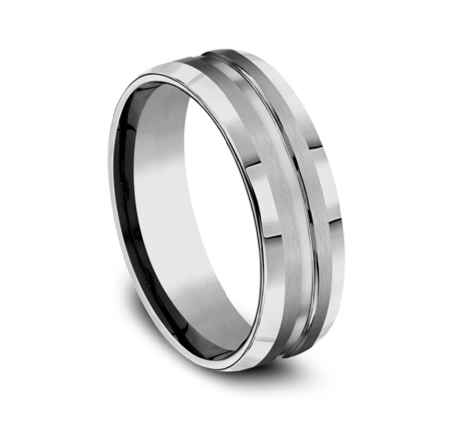 7.00 mm Tungsten Carbide Center Groove Wedding Ring