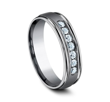 The Adams 6.00 mm Grey Tantalum & Lab Grown Diamond Wedding Ring (2/5 TCW)